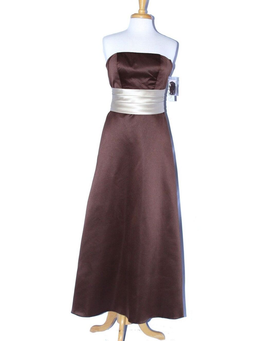 Poly USA 2930 Satin Two Tone Bridesmaid Gown-Size M- Brown/Champagne-NWT
